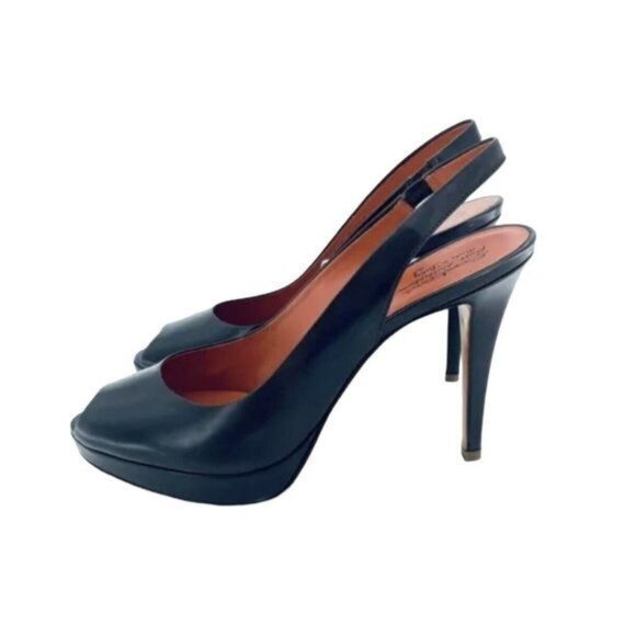 Santoni Brown Gloss Leather Pumps Peep Toe Platform Heels Sz 39.5 Eu Nib